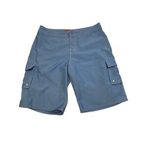 Beach Rays Blue Cargo Board Shorts Swim Trunks Size 9 White Contrast Stitching